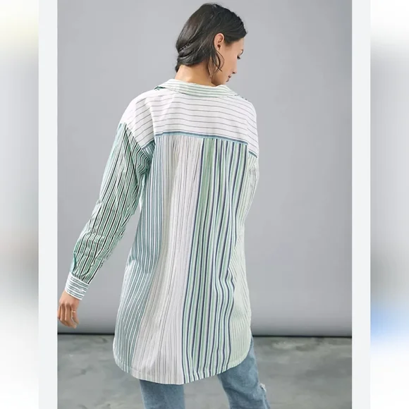 Maeve Anthropologie Alix Oversized Henley Popover Tunic Blouse - Picture 9 of 10